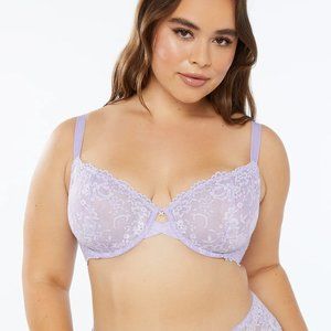 Savage X Fenty Floral‎ Lace Unlined Bra in Lavendar 40D NWT